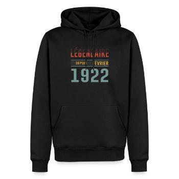 Légendaire Depuis Février 1922 Anniversaire - Sweat à capuche Premium bio Homme - noir - Devant - Nico (187cm)