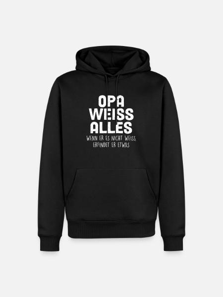 Opa Weiss Alles - Männer Premium Bio Hoodie - Schwarz