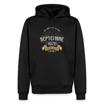 Septembre 1926 97 Ans Anniversaire Vintage Cadeau - Sweat à capuche Premium bio Homme - noir - Devant - Nico (187cm)