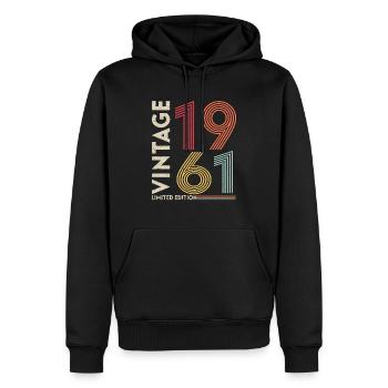 Oldtimer Year 1961 Birthday Saying - Men’s Premium Organic Hoodie - black - Front - Nico (187cm)