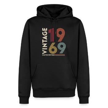 Vintage 1969 - Männer Premium Bio Hoodie - Schwarz - Vorne - Nico (187cm)