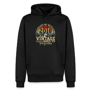 Année de naissance 2018 Anniversaire 4 ans cadeau - Sweat à capuche Premium bio Homme - noir - Devant - Nico (187cm)