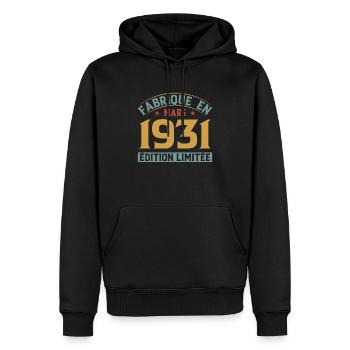 Fabriqué En Mars 1931 Édition Limitée - Sweat à capuche Premium bio Homme - noir - Devant - Nico (187cm)
