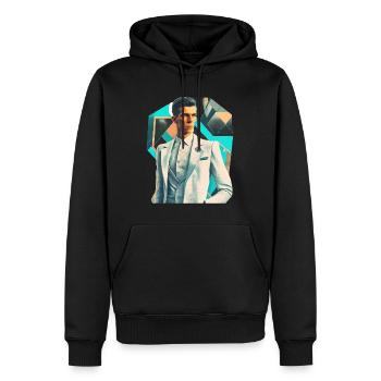 Retro Flash No20 - Männer Premium Bio Hoodie - Schwarz - Vorne - Nico (187cm)
