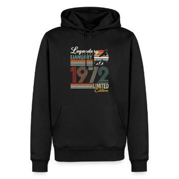 Oldtimer Janvier 1972 Né Anniversaire - Sweat à capuche Premium bio Homme - noir - Devant - Nico (187cm)