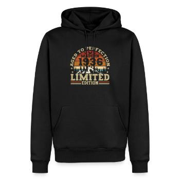 Vintage Birthday Original Gift Idea 1936 - Sweat à capuche Premium bio Homme - noir - Devant - Nico (187cm)