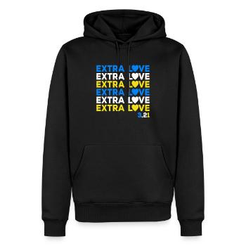 Down Syndrome Extra Chromosomes Extra Love - Men’s Premium Organic Hoodie - black - Front - Nico (187cm)