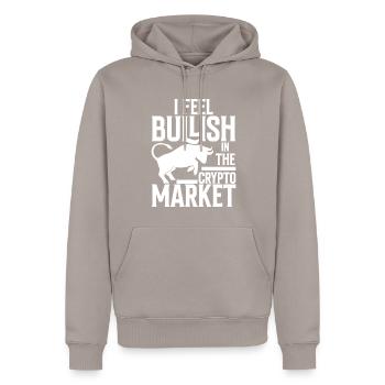 Ich Bin Optimistisch Für Den Kryptomarkt - Männer Premium Bio Hoodie - Taupe - Vorne - Nico (187cm)
