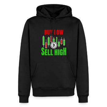 Niedrig Kaufen Hoch Verkaufen - Männer Premium Bio Hoodie - Schwarz - Vorne - Nico (187cm)