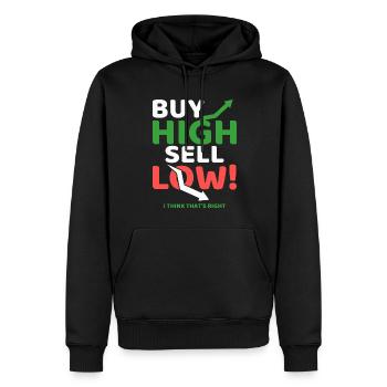 Hoch Kaufen Niedrig Verkaufen! - Männer Premium Bio Hoodie - Schwarz - Vorne - Nico (187cm)