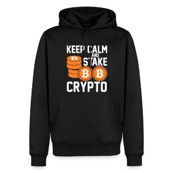 Ruhig Bleiben Und Auf Krypto Setzen - Männer Premium Bio Hoodie - Schwarz - Vorne - Nico (187cm)