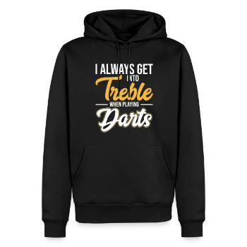 Je m’implique dans les fléchettes - fléchettes - Sweat à capuche Premium bio Homme - noir - Devant - Nico (187cm)