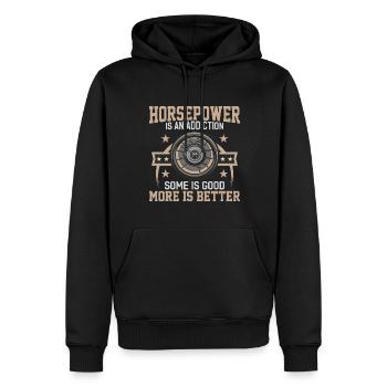 Pferdestärken Sind Eine Sucht - Auto - Männer Premium Bio Hoodie - Schwarz - Vorne - Nico (187cm)