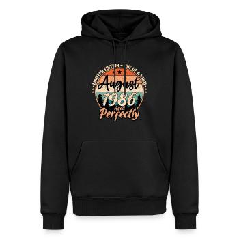 August 1986 Jubiläum 1986 Legenden August - Männer Premium Bio Hoodie - Schwarz - Vorne - Nico (187cm)