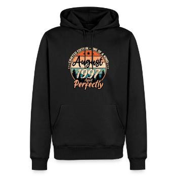 August 1997 Jubiläum 1997 Legenden August - Männer Premium Bio Hoodie - Schwarz - Vorne - Nico (187cm)