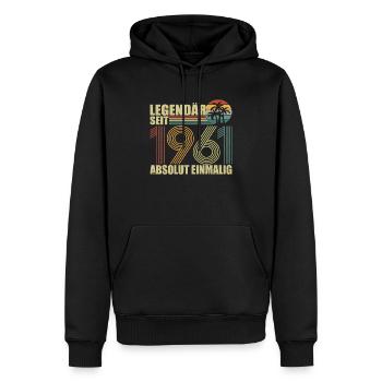 Oldtimer Baujahr 1961 Geburtstagsspruch - Männer Premium Bio Hoodie - Schwarz - Vorne - Nico (187cm)