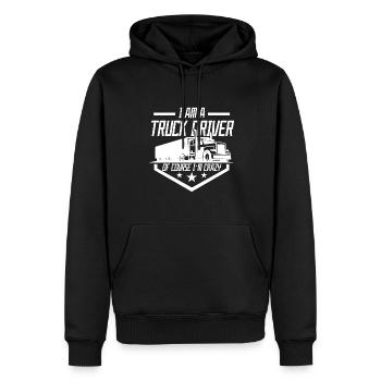 I'm a truck driver of course I'm crazy - Men’s Premium Organic Hoodie - black - Front - Nico (187cm)