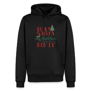 Cher Père Noël, c’était mon frère - Sweat à capuche Premium bio Homme - noir - Devant - Nico (187cm)