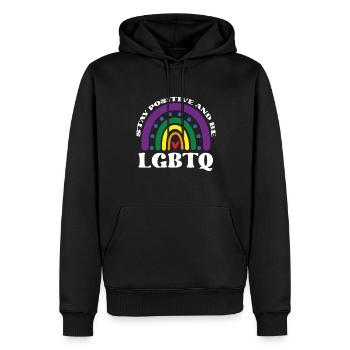 Positiv Bleiben Und LGBTQ Sein - Männer Premium Bio Hoodie - Schwarz - Vorne - Nico (187cm)