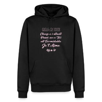 mamie - Sweat à capuche Premium bio Homme - noir - Devant - Nico (187cm)