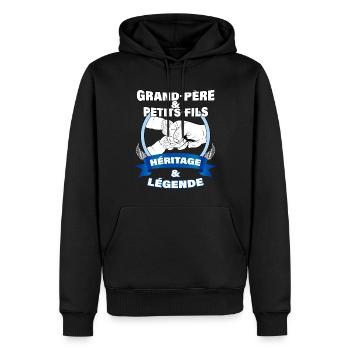 Mon petit-Fils Cadeau Pour Grand Père Citation - Sweat à capuche Premium bio Homme - noir - Devant - Nico (187cm)