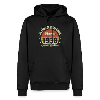 Mars 1938 Anniversaire Idée Cadeau Vintage 1938 - Sweat à capuche Premium bio Homme - noir - Devant - Nico (187cm)
