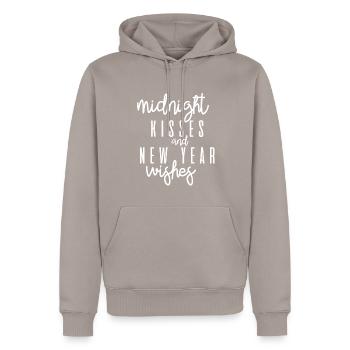Mitternachtsküsse Und Neujahrswünsche - Männer Premium Bio Hoodie - Taupe - Vorne - Nico (187cm)