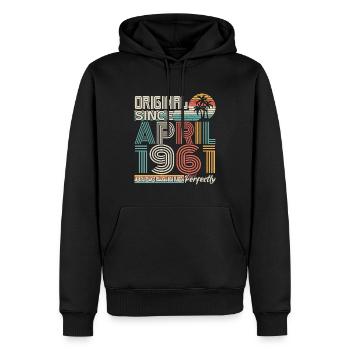 Avril 1961 anniversaire avril 1961 cadeau 1961 - Sweat à capuche Premium bio Homme - noir - Devant - Nico (187cm)