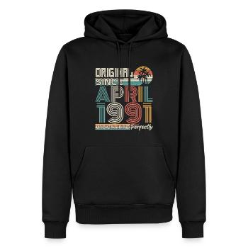 Avril 1991 anniversaire avril 1991 cadeau 1991 - Sweat à capuche Premium bio Homme - noir - Devant - Nico (187cm)
