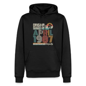 Avril 1987 anniversaire avril 1987 cadeau 1987 - Sweat à capuche Premium bio Homme - noir - Devant - Nico (187cm)