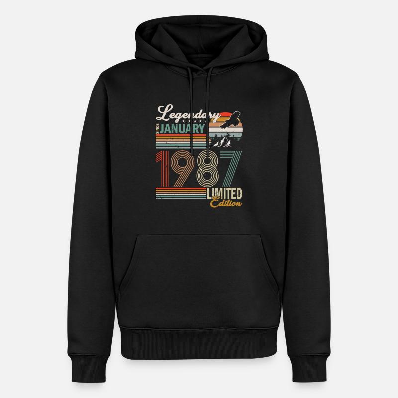 Janvier 1987 né - Sweat à capuche Premium bio Homme - noir