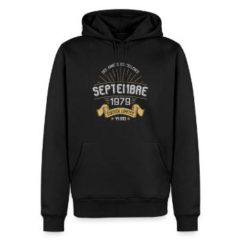 Princesses nées en septembre 1979 - Sweat à capuche Premium bio Homme - noir - Devant - Nico (187cm)