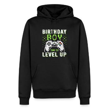 Birthday Boy Time to Level Up Video Game Gift - Men’s Premium Organic Hoodie - black - Front - Nico (187cm)