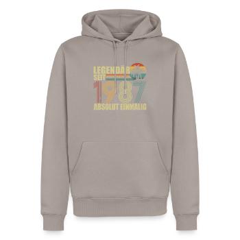 Vintage 1987 - Männer Premium Bio Hoodie - Taupe - Vorne - Nico (187cm)