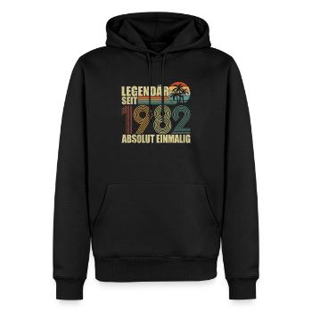 Légendaire depuis 1982 Né anniversaire - Sweat à capuche Premium bio Homme - noir - Devant - Nico (187cm)