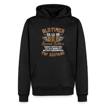 1990 Geburtstag Oldtimer 1990 - Männer Premium Bio Hoodie - Schwarz - Vorne - Nico (187cm)