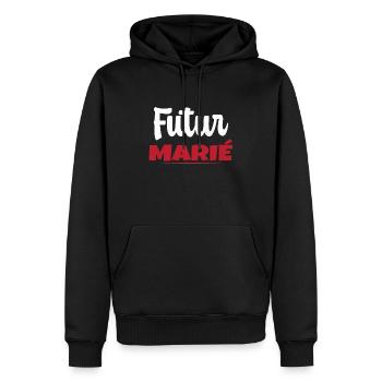 Homme Futur Marié Cadeau Humour EVG - Sweat à capuche Premium bio Homme - noir - Devant - Nico (187cm)