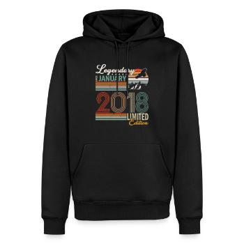 Legendär seit Januar 2018 - Männer Premium Bio Hoodie - Schwarz - Vorne - Nico (187cm)