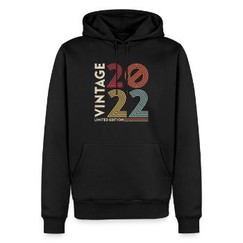 Vintage Légendaire depuis 2022 Anniversaire - Sweat à capuche Premium bio Homme - noir - Devant - Nico (187cm)