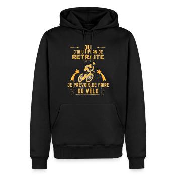 Retraités hommes cyclistes passion vélo - Sweat à capuche Premium bio Homme - noir - Devant - Nico (187cm)