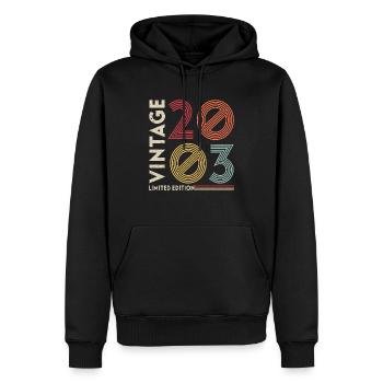 Millésime 2003 Anniversaire - Sweat à capuche Premium bio Homme - noir - Devant - Nico (187cm)