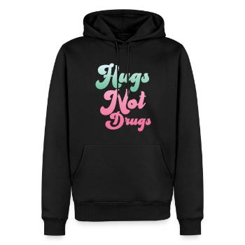 Umarmungen Statt Drogen - Männer Premium Bio Hoodie - Schwarz - Vorne - Nico (187cm)