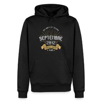 Septembre 2012 Original Idée Cadeau Anniversaire - Sweat à capuche Premium bio Homme - noir - Devant - Nico (187cm)