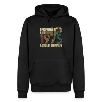 Legendär seit 1975 - Männer Premium Bio Hoodie - Schwarz - Vorne - Nico (187cm)