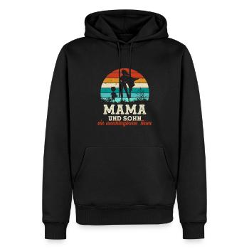 Team Super Mama und Sohn Muttertag - Männer Premium Bio Hoodie - Schwarz - Vorne - Nico (187cm)