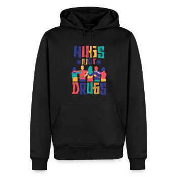 Umarmungen Statt Drogen - Männer Premium Bio Hoodie - Schwarz - Vorne - Nico (187cm)