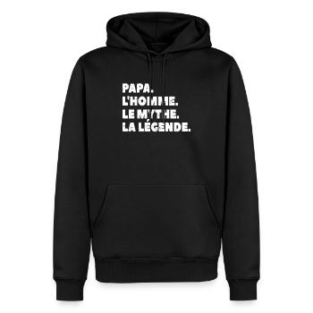 DAD THE MAN THE MYTH THE LEGEND - Männer Premium Bio Hoodie - Schwarz - Vorne - Nico (187cm)