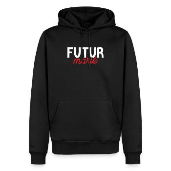 Futur marié - Sweat à capuche Premium bio Homme - noir - Devant - Nico (187cm)