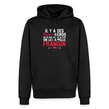 Super Héros Sans Cape - Frangin - Sweat à capuche Premium bio Homme - noir - Devant - Nico (187cm)
