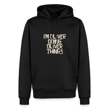 Je suis Oliver en train de faire des choses à Oliver - Sweat à capuche Premium bio Homme - noir - Devant - Nico (187cm)